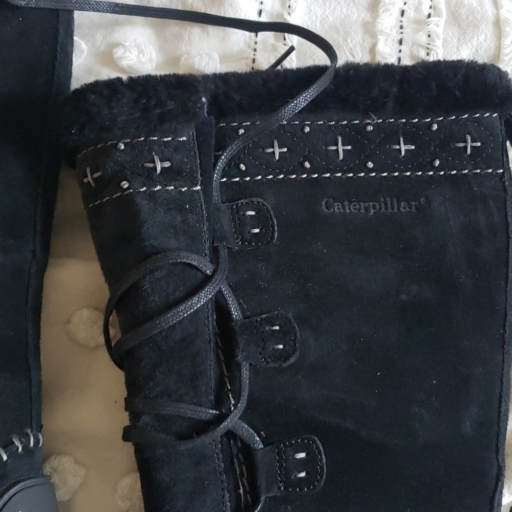 CAT Caterpillar women's winter leather boots black size 6 - Picture 2 of 8